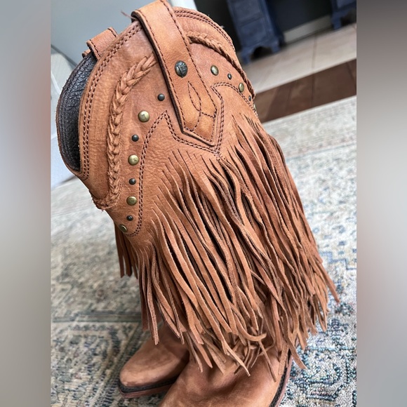 Liberty Black Vegas Fringe Cowboy Boots Brown Western Rodeo Yellowstone Womens - Picture 3 of 12